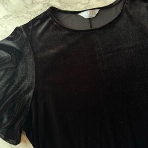 Primark Black Short Sleeve Velvet Swing Dress